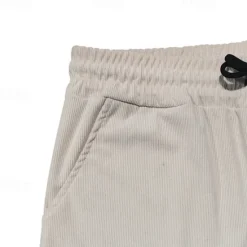 Outlet OUKU Men's Sweatpants Corduroy Pants Trousers Casual Pants Pocket Elastic Waist Drawstring Plain Comfort Sports Outdoor Daily Fashion Casual Black White Micro-elastic