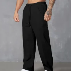 Outlet OUKU Men's Sweatpants Corduroy Pants Trousers Casual Pants Pocket Elastic Waist Drawstring Plain Comfort Sports Outdoor Daily Fashion Casual Black White Micro-elastic