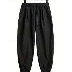 OUKU Men's Sweatpants Joggers Corduroy Pants Trousers Harem Pants Drawstring Elastic Waist Baggy Plain Comfort Warm Full Length Outdoor Casual Daily Sports Fashion Black Grey