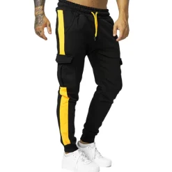 Best OUKU Men's Sweatpants Joggers Drawstring Pocket High Waist Bottoms Athletic Winter Running Walking Jogging Breathable Quick Dry Moisture Wicking Normal Sport Color Block Activewear Black+Gray Black Red