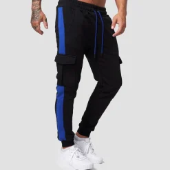Best OUKU Men's Sweatpants Joggers Drawstring Pocket High Waist Bottoms Athletic Winter Running Walking Jogging Breathable Quick Dry Moisture Wicking Normal Sport Color Block Activewear Black+Gray Black Red
