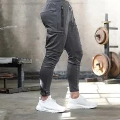 Online OUKU Men's Sweatpants Joggers Drawstring Towel Loop Zipper Pocket Solid Colored Breathable Quick Dry Athletic Weekend Streetwear Casual / Sporty Athleisure Slim Dark Grey Black Stretchy