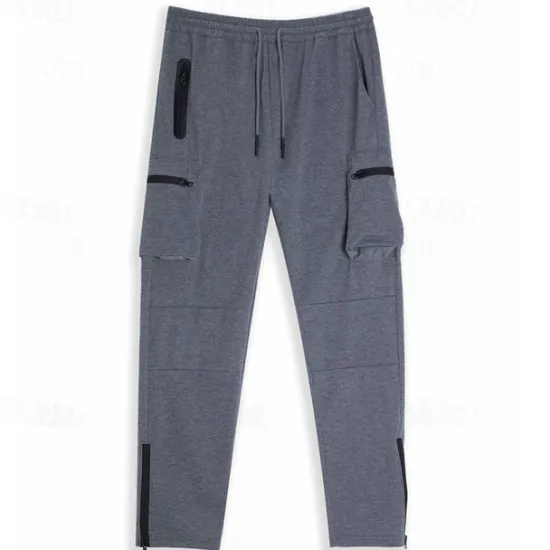 Online OUKU Men's Sweatpants Joggers Drawstring Towel Loop Zipper Pocket Solid Colored Breathable Quick Dry Athletic Weekend Streetwear Casual / Sporty Athleisure Slim Dark Grey Black Stretchy
