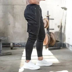 Online OUKU Men's Sweatpants Joggers Drawstring Towel Loop Zipper Pocket Solid Colored Breathable Quick Dry Athletic Weekend Streetwear Casual / Sporty Athleisure Slim Dark Grey Black Stretchy