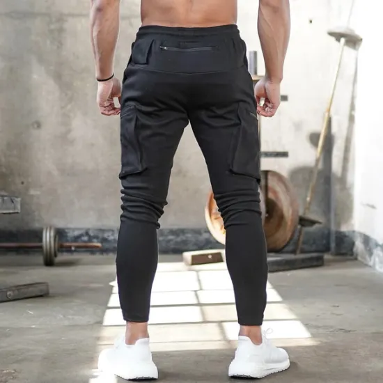 Online OUKU Men's Sweatpants Joggers Drawstring Towel Loop Zipper Pocket Solid Colored Breathable Quick Dry Athletic Weekend Streetwear Casual / Sporty Athleisure Slim Dark Grey Black Stretchy
