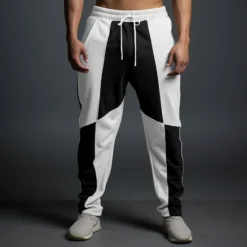 New OUKU Men's Sweatpants Joggers Trousers Straight Leg Sweatpants Patchwork Drawstring Elastic Waist Color Block Comfort Breathable Casual Daily Holiday Sports Fashion White Orange