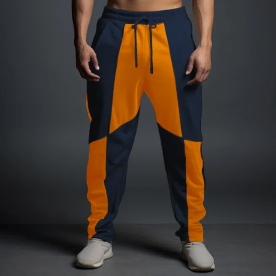 New OUKU Men's Sweatpants Joggers Trousers Straight Leg Sweatpants Patchwork Drawstring Elastic Waist Color Block Comfort Breathable Casual Daily Holiday Sports Fashion White Orange