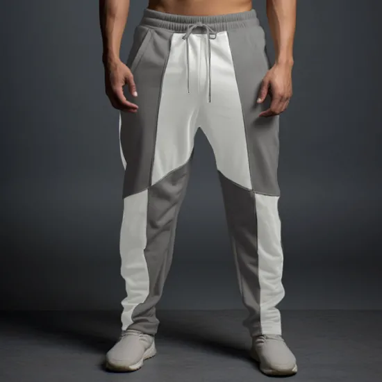 New OUKU Men's Sweatpants Joggers Trousers Straight Leg Sweatpants Patchwork Drawstring Elastic Waist Color Block Comfort Breathable Casual Daily Holiday Sports Fashion White Orange