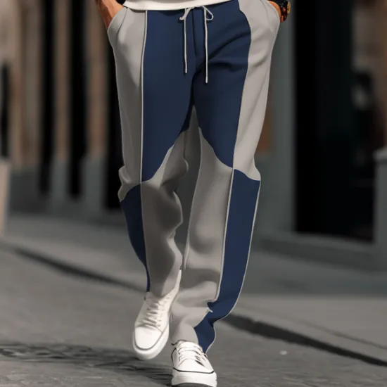 New OUKU Men's Sweatpants Joggers Trousers Straight Leg Sweatpants Patchwork Drawstring Elastic Waist Color Block Comfort Breathable Casual Daily Holiday Sports Fashion White Orange