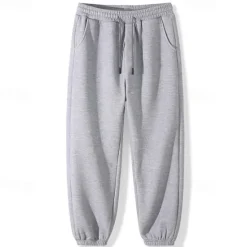 Hot OUKU Men's Sweatpants Joggers Trousers Waffle Pants Drawstring Elastic Waist Plain Comfort Soft Full Length Outdoor Casual Daily Sports Fashion Black White