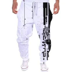 Discount OUKU Men's Sweatpants Joggers Trousers Drawstring Side Pockets Elastic Waist Color Block Graphic Prints Comfort Breathable Sports Outdoor Casual Daily Streetwear Designer Black White Micro-elastic