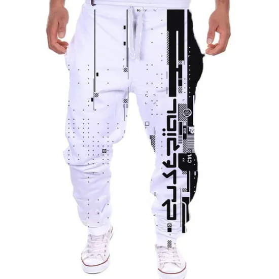 Discount OUKU Men's Sweatpants Joggers Trousers Drawstring Side Pockets Elastic Waist Color Block Graphic Prints Comfort Breathable Sports Outdoor Casual Daily Streetwear Designer Black White Micro-elastic