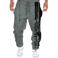 Discount OUKU Men's Sweatpants Joggers Trousers Drawstring Side Pockets Elastic Waist Color Block Graphic Prints Comfort Breathable Sports Outdoor Casual Daily Streetwear Designer Black White Micro-elastic