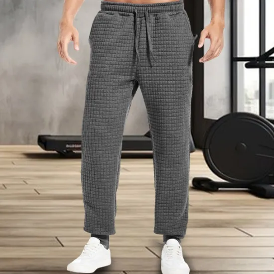 OUKU Men's Sweatpants Joggers Trousers Waffle Pants Pocket Drawstring Elastic Waist Plain Comfort Warm Full Length Outdoor Daily Running Fashion Casual / Sporty Black Navy Blue