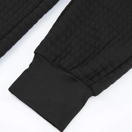 OUKU Men's Sweatpants Joggers Trousers Waffle Pants Pocket Drawstring Elastic Waist Plain Comfort Warm Full Length Outdoor Daily Running Fashion Casual / Sporty Black Navy Blue