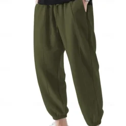 Sale OUKU Men's Sweatpants Joggers Trousers Casual Pants Drawstring Elastic Waist Pleats Plain Comfort Soft Full Length Outdoor Daily Gym Sports Fashion Black Navy Blue