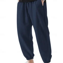 Sale OUKU Men's Sweatpants Joggers Trousers Casual Pants Drawstring Elastic Waist Pleats Plain Comfort Soft Full Length Outdoor Daily Gym Sports Fashion Black Navy Blue