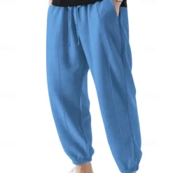 Sale OUKU Men's Sweatpants Joggers Trousers Casual Pants Drawstring Elastic Waist Pleats Plain Comfort Soft Full Length Outdoor Daily Gym Sports Fashion Black Navy Blue
