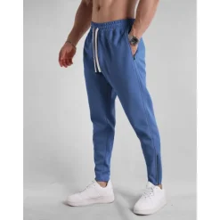 New OUKU Men's Sweatpants Joggers Trousers Casual Pants Drawstring Elastic Waist Zipper Pocket Plain Comfort Breathable Outdoor Casual Daily Sports Fashion Black Royal Blue