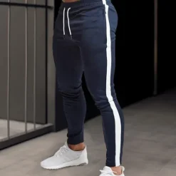 Online OUKU Men's Sweatpants Joggers Trousers Zipper Drawstring Elastic Waist Color Block Comfort Breathable Casual Daily Holiday Sports Fashion Black Navy Blue