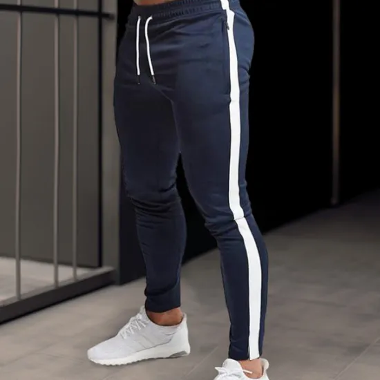 Online OUKU Men's Sweatpants Joggers Trousers Zipper Drawstring Elastic Waist Color Block Comfort Breathable Casual Daily Holiday Sports Fashion Black Navy Blue