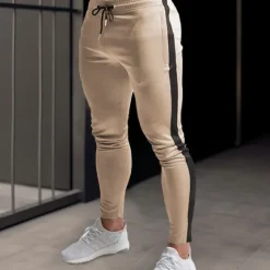 Online OUKU Men's Sweatpants Joggers Trousers Zipper Drawstring Elastic Waist Color Block Comfort Breathable Casual Daily Holiday Sports Fashion Black Navy Blue