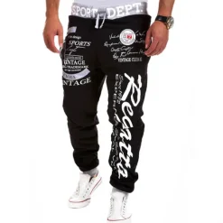 Best OUKU Men's Sweatpants Joggers Trousers Jogger Pants Pocket Drawstring Elastic Waist Color Block Letter Outdoor Daily Fashion Casual / Sporty Black with gray Black with blue