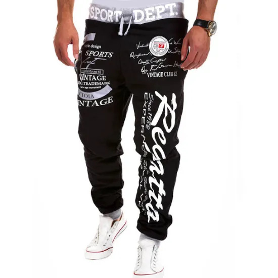 Best OUKU Men's Sweatpants Joggers Trousers Jogger Pants Pocket Drawstring Elastic Waist Color Block Letter Outdoor Daily Fashion Casual / Sporty Black with gray Black with blue