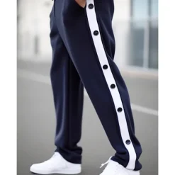 Discount OUKU Men's Sweatpants Joggers Tear Away Pants Trousers Straight Leg Sweatpants Drawstring Elastic Waist Side Button Plain Comfort Breathable Outdoor Daily Going out Fashion Casual Black Blue
