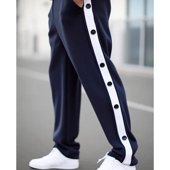 Discount OUKU Men's Sweatpants Joggers Tear Away Pants Trousers Straight Leg Sweatpants Drawstring Elastic Waist Side Button Plain Comfort Breathable Outdoor Daily Going out Fashion Casual Black Blue