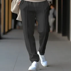 Hot OUKU Men's Sweatpants Joggers Trousers Pleated Pants Drawstring Elastic Waist Plain Comfort Breathable Casual Daily Holiday Sports Fashion Black White