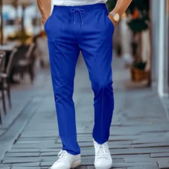 OUKU Men's Sweatpants Joggers Trousers Pleated Pants Drawstring Elastic Waist Plain Comfort Breathable Full Length Casual Daily Holiday Sports Fashion Black White Micro-elastic