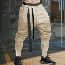 Outlet OUKU Men's Sweatpants Joggers Trousers Casual Pants Waffle Pants Drawstring Elastic Waist Plain Comfort Soft Full Length Sports Outdoor Daily Fashion Streetwear Black Blue