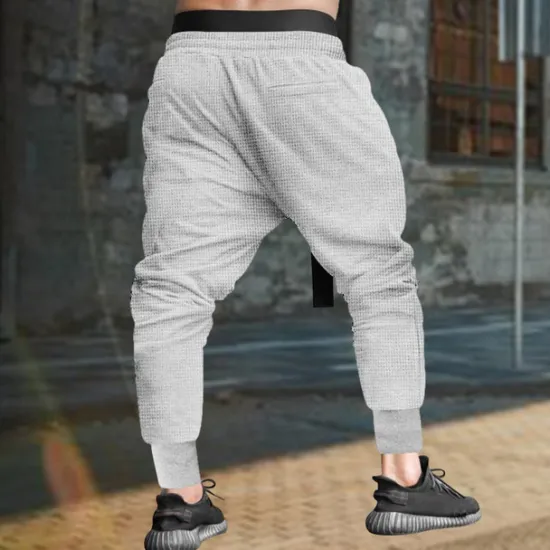 Outlet OUKU Men's Sweatpants Joggers Trousers Casual Pants Waffle Pants Drawstring Elastic Waist Plain Comfort Soft Full Length Sports Outdoor Daily Fashion Streetwear Black Blue