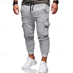 OUKU Men's Sweatpants Joggers Trousers Drawstring Elastic Waist Multi Pocket Plain Comfort Sports Outdoor Daily Fashion Casual Black Army Green Micro-elastic