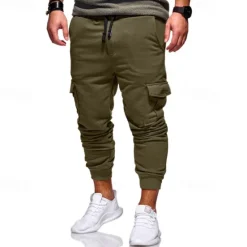 OUKU Men's Sweatpants Joggers Trousers Drawstring Elastic Waist Multi Pocket Plain Comfort Sports Outdoor Daily Fashion Casual Black Army Green Micro-elastic