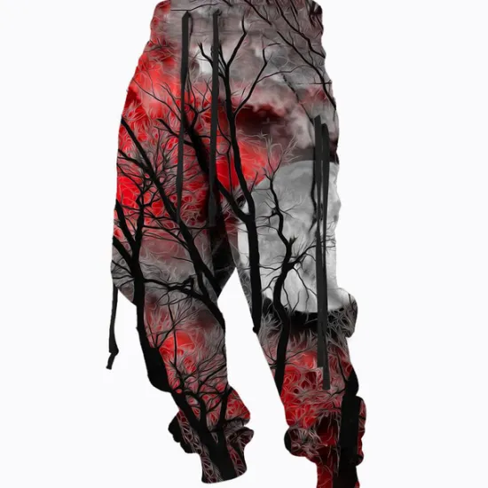 Best OUKU Men's Sweatpants Joggers Trousers Drawstring Side Pockets Elastic Waist Graphic Prints Comfort Breathable Sports Outdoor Casual Daily Cotton Blend Terry Streetwear Designer Yellow Red Micro-elastic