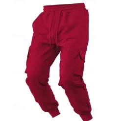 New OUKU Men's Sweatpants Joggers Trousers Waffle Pants Pocket Drawstring Elastic Waist Plain Comfort Sports Outdoor Daily Fashion Casual Black White Micro-elastic