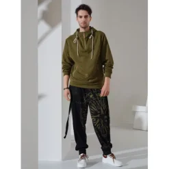 Hot OUKU Men's Sweatpants Joggers Trousers Drawstring Side Pockets Elastic Waist Graphic Prints Comfort Breathable Sports Outdoor Casual Daily Cotton Blend Terry Streetwear Designer Black Blue Micro-elastic
