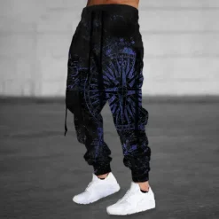 Hot OUKU Men's Sweatpants Joggers Trousers Drawstring Side Pockets Elastic Waist Graphic Prints Comfort Breathable Sports Outdoor Casual Daily Cotton Blend Terry Streetwear Designer Black Blue Micro-elastic