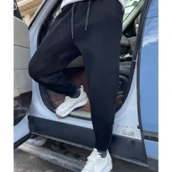 Best OUKU Men's Sweatpants Joggers Trousers Harem Pants Pocket Drawstring Elastic Waist Plain Comfort Sports Outdoor Daily Fashion Casual Blue Micro-elastic Black