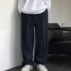 Sale OUKU Men's Sweatpants Joggers Trousers Straight Leg Sweatpants Pleated Pants Drawstring Elastic Waist Plain Comfort Warm Full Length Outdoor Casual Daily Sports Fashion Black Blue