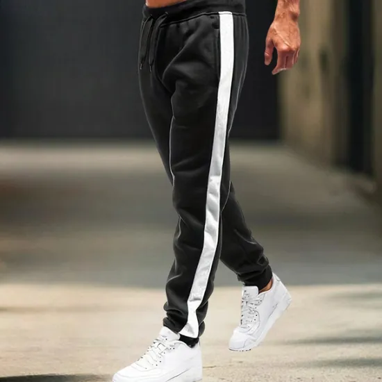 Sale OUKU Men's Sweatpants Joggers Trousers Casual Pants Drawstring Side Stripe Elastic Waist Plain Comfort Warm Full Length Outdoor Casual Daily Sports Fashion Black-White Black-Red