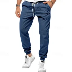 Sale OUKU Men's Sweatpants Joggers Trousers Pocket Drawstring Elastic Waist Plain Comfort Sports Outdoor Daily Fashion Casual Black White Micro-elastic Blue