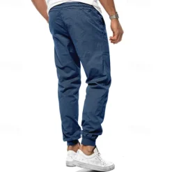 Sale OUKU Men's Sweatpants Joggers Trousers Pocket Drawstring Elastic Waist Plain Comfort Sports Outdoor Daily Fashion Casual Black White Micro-elastic Blue