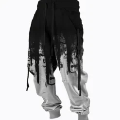 OUKU Men's Sweatpants Joggers Trousers Drawstring Side Pockets Elastic Waist Color Block Graphic Prints Comfort Breathable Sports Outdoor Casual Daily Cotton Blend Terry Streetwear Designer Black Blue
