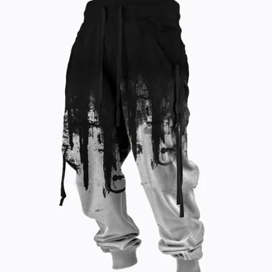 OUKU Men's Sweatpants Joggers Trousers Drawstring Side Pockets Elastic Waist Color Block Graphic Prints Comfort Breathable Sports Outdoor Casual Daily Cotton Blend Terry Streetwear Designer Black Blue