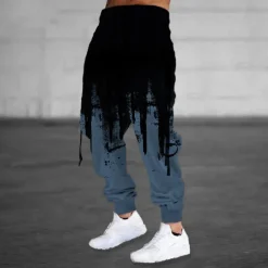 OUKU Men's Sweatpants Joggers Trousers Drawstring Side Pockets Elastic Waist Color Block Graphic Prints Comfort Breathable Sports Outdoor Casual Daily Cotton Blend Terry Streetwear Designer Black Blue
