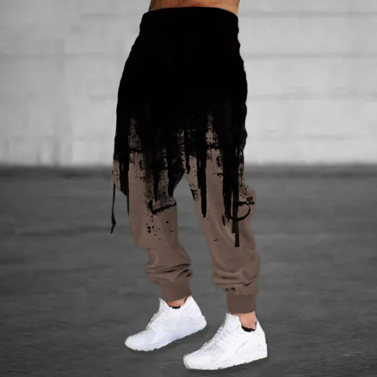 OUKU Men's Sweatpants Joggers Trousers Drawstring Side Pockets Elastic Waist Color Block Graphic Prints Comfort Breathable Sports Outdoor Casual Daily Cotton Blend Terry Streetwear Designer Black Blue