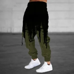 OUKU Men's Sweatpants Joggers Trousers Drawstring Side Pockets Elastic Waist Color Block Graphic Prints Comfort Breathable Sports Outdoor Casual Daily Cotton Blend Terry Streetwear Designer Black Blue